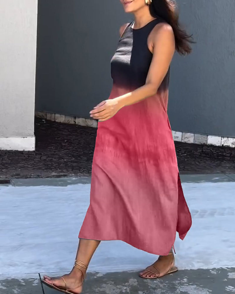 Sleeveless Ombre Dress Women Slim Fit Casual Summer