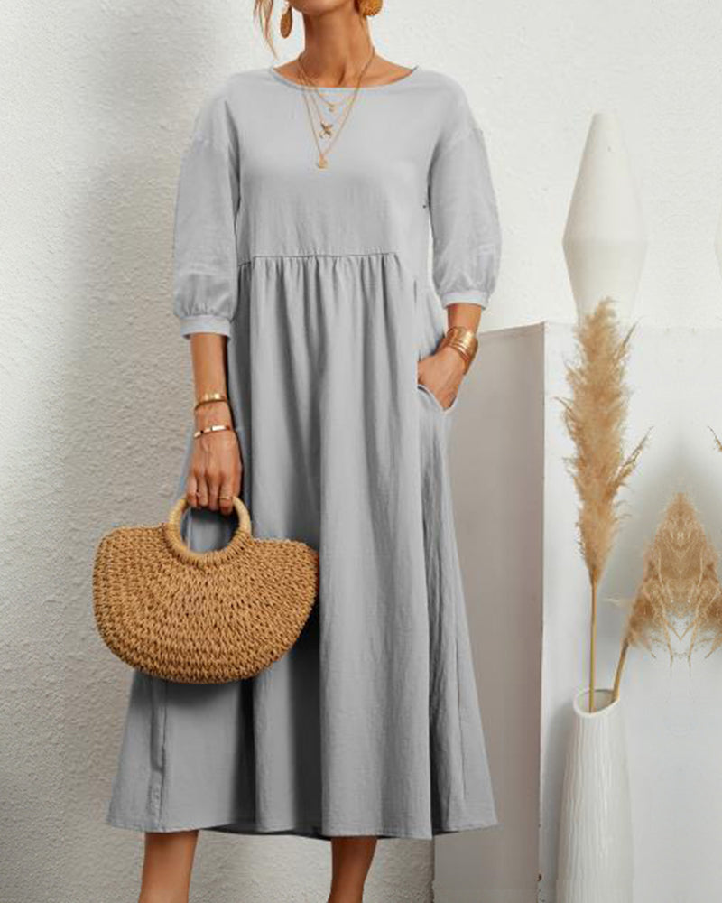 Midi Dress Women Loose Fit Casual Business Spring Summer