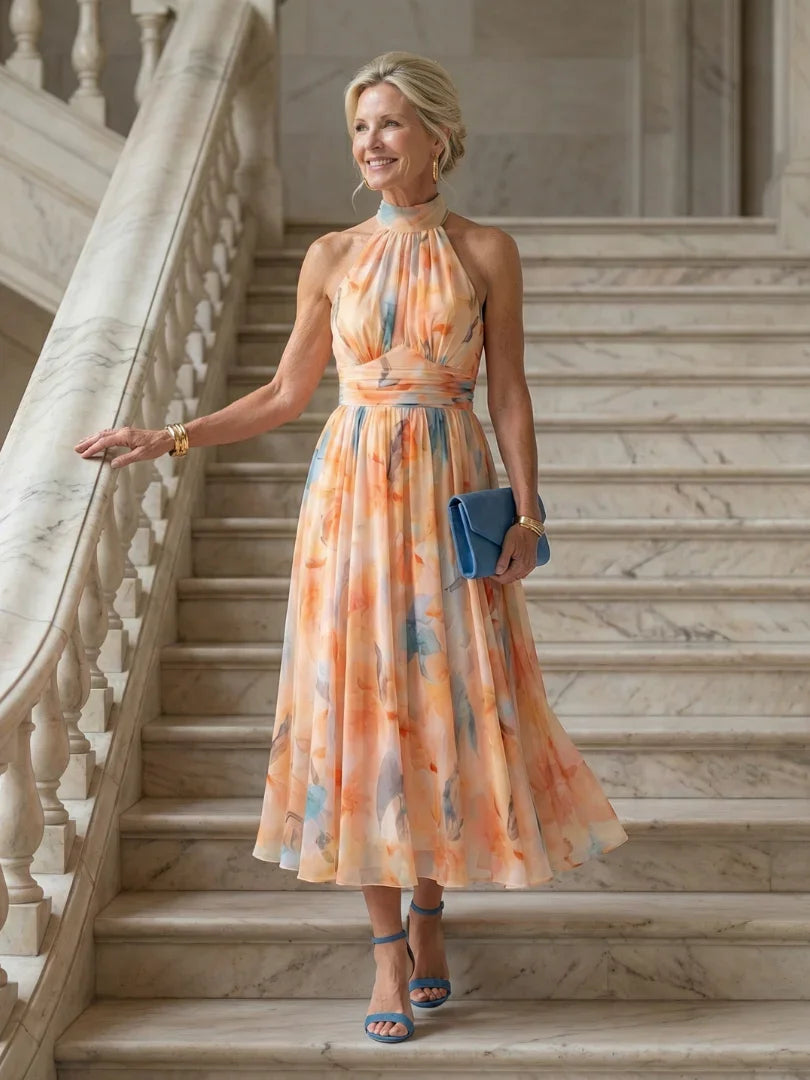 Sleeveless Halter Midi Dress Women Slim Fit Casual Summer