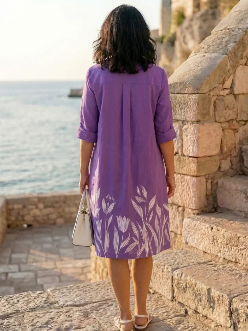 Evening Dress Women Relaxed Fit Casual Botanical Print