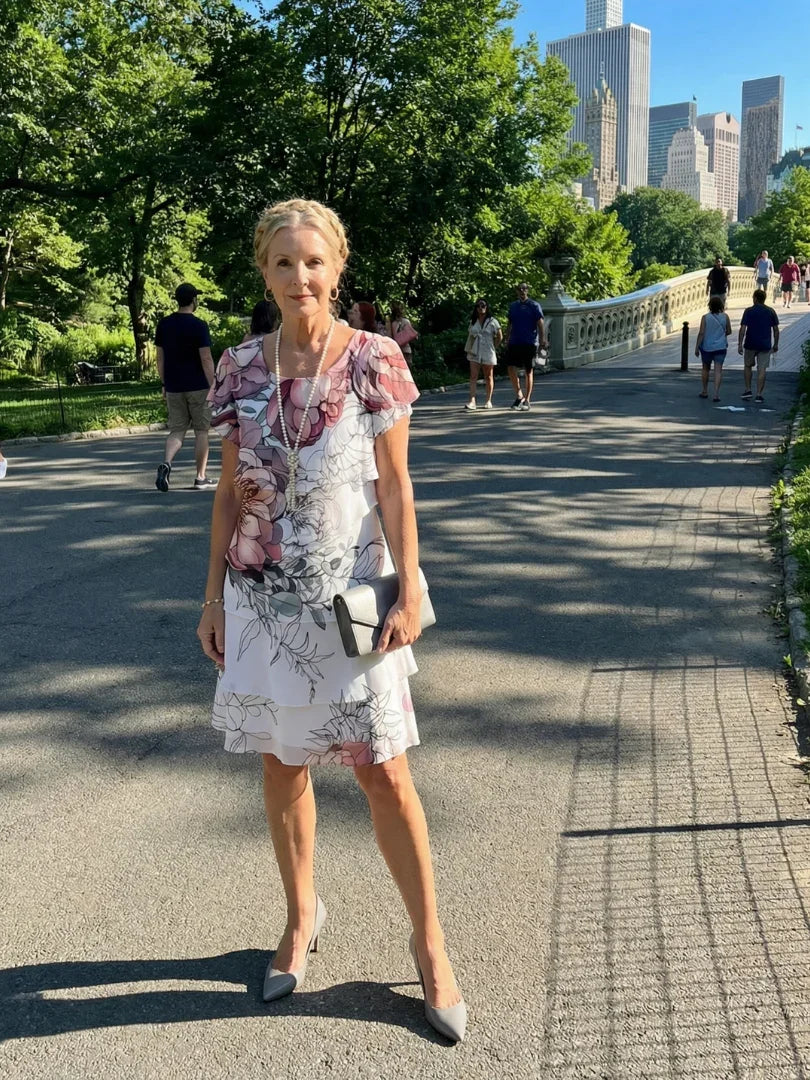 Floral Knee-Length Dress Women Relaxed Fit Casual