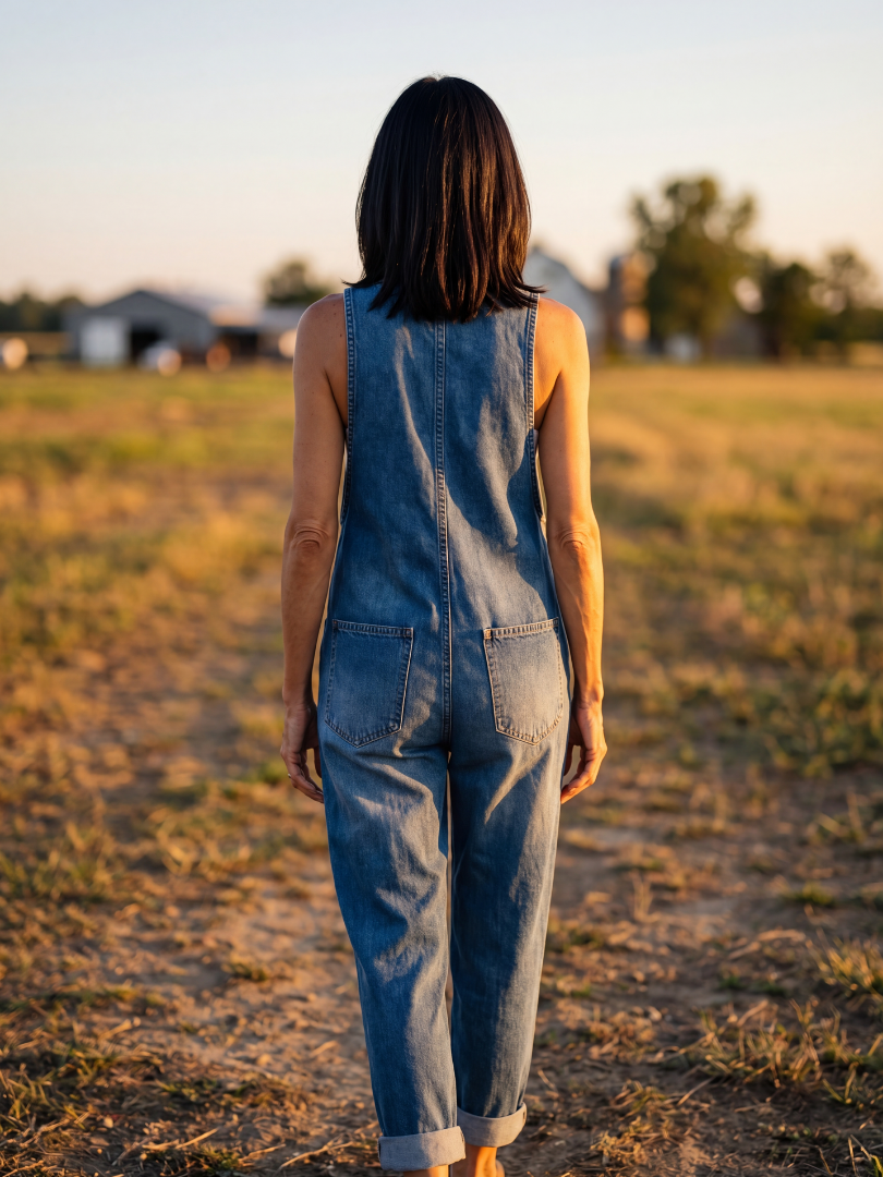 Jumpsuit Women Relaxed Fit Casual Rooster Print