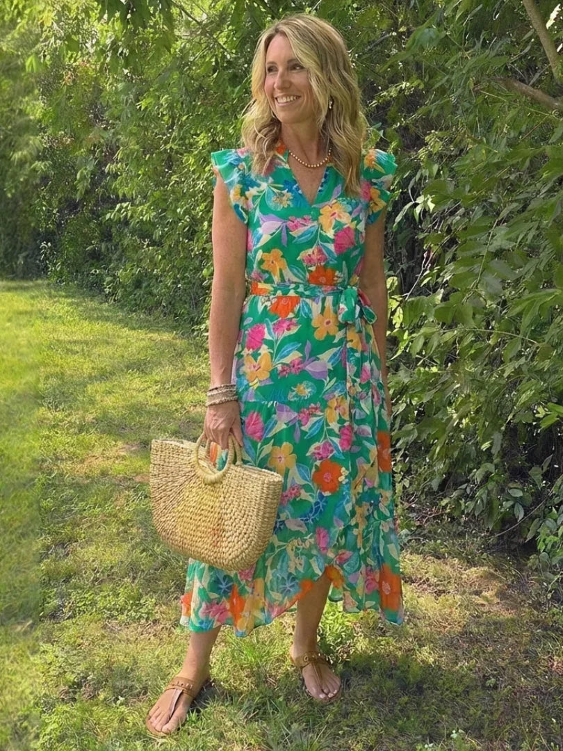 Midi Dress Women Relaxed Fit Casual Summer Floral