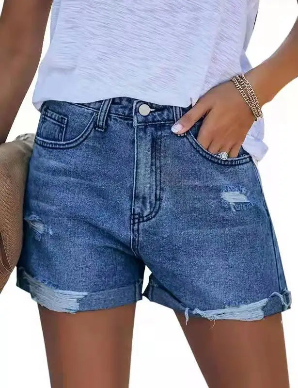 Distressed Shorts Women Regular Fit Casual Summer