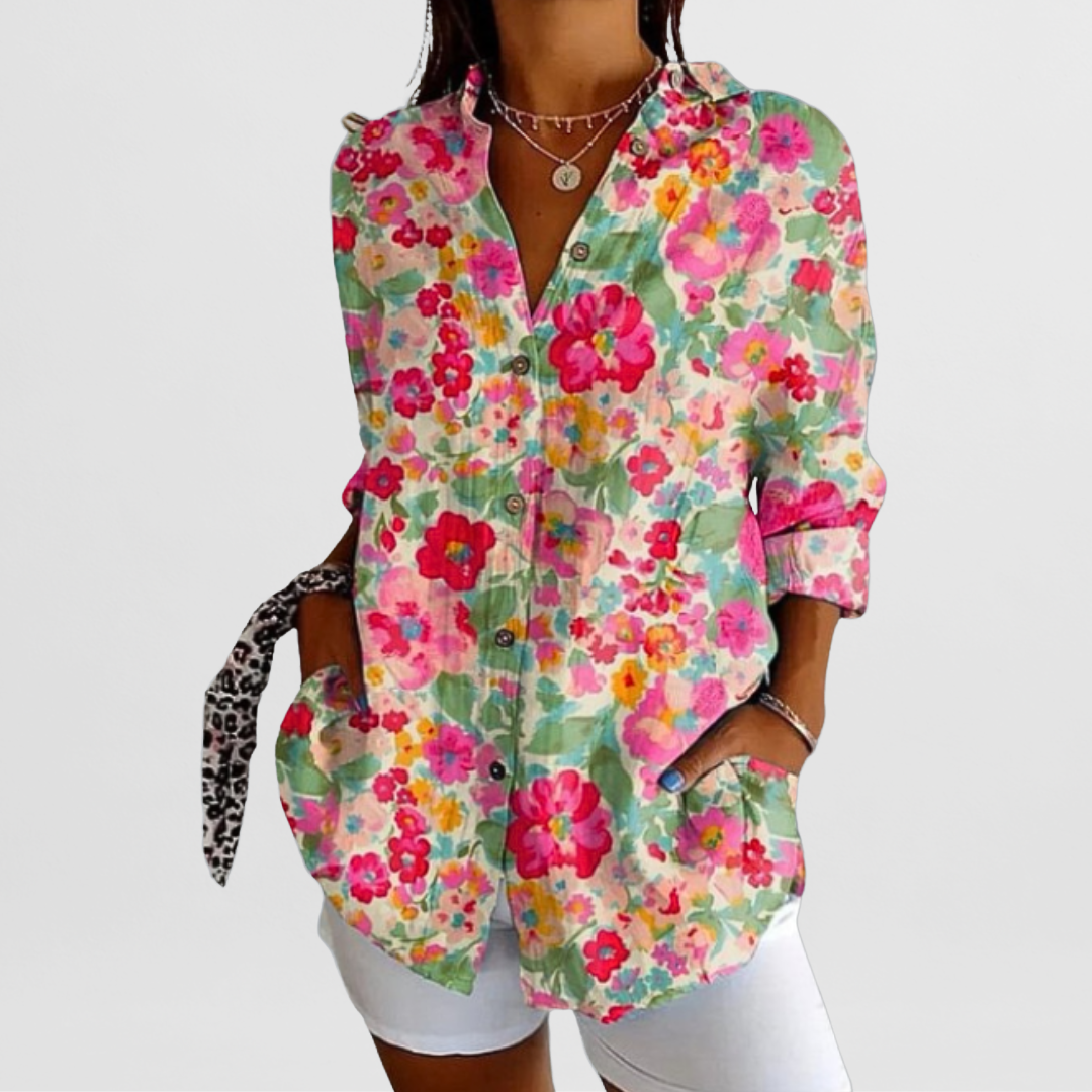 Blouse Women Oversized Casual Summer with Button Placket
