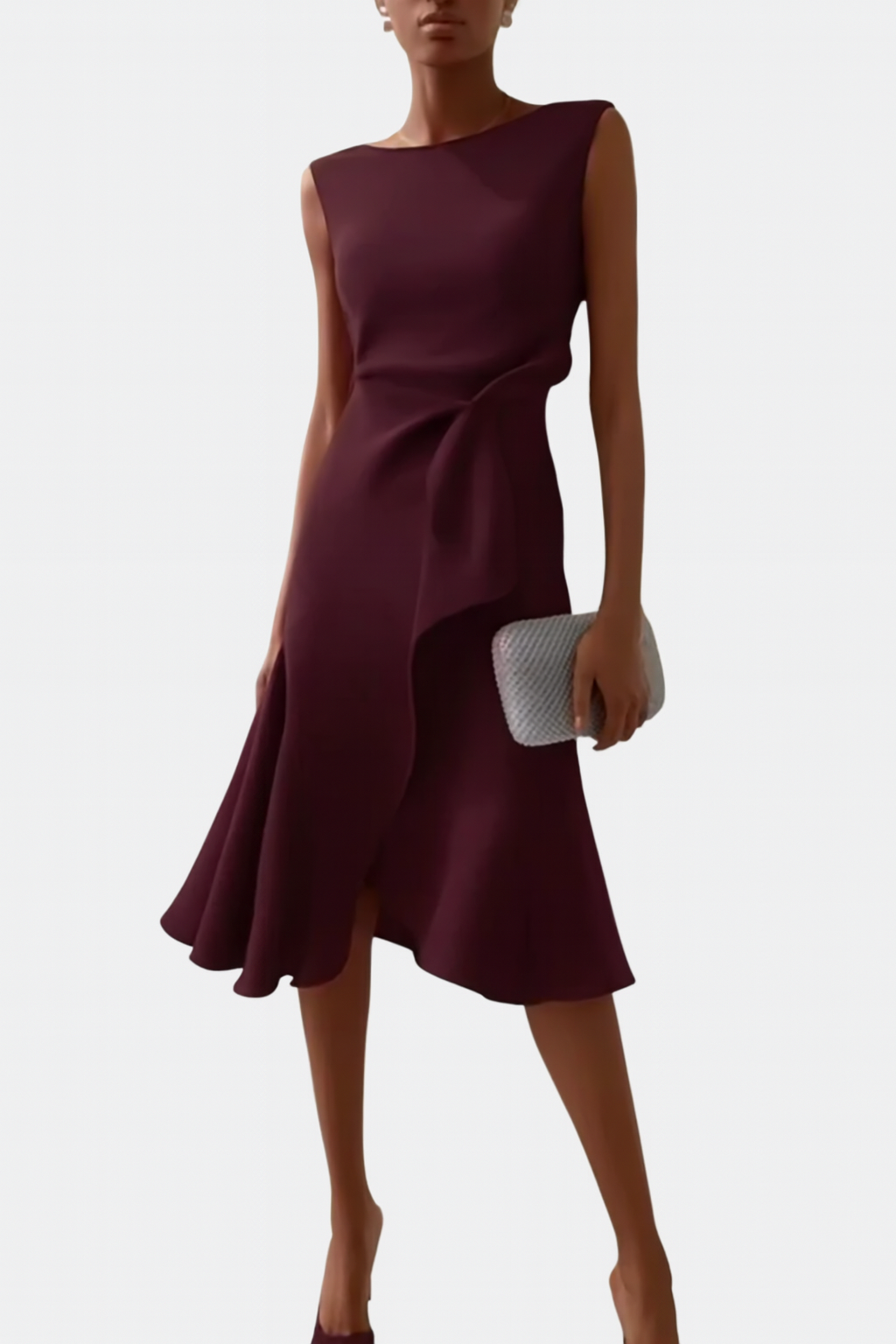 Asymmetrical Midi Dress Women Slim Fit Special Occasion