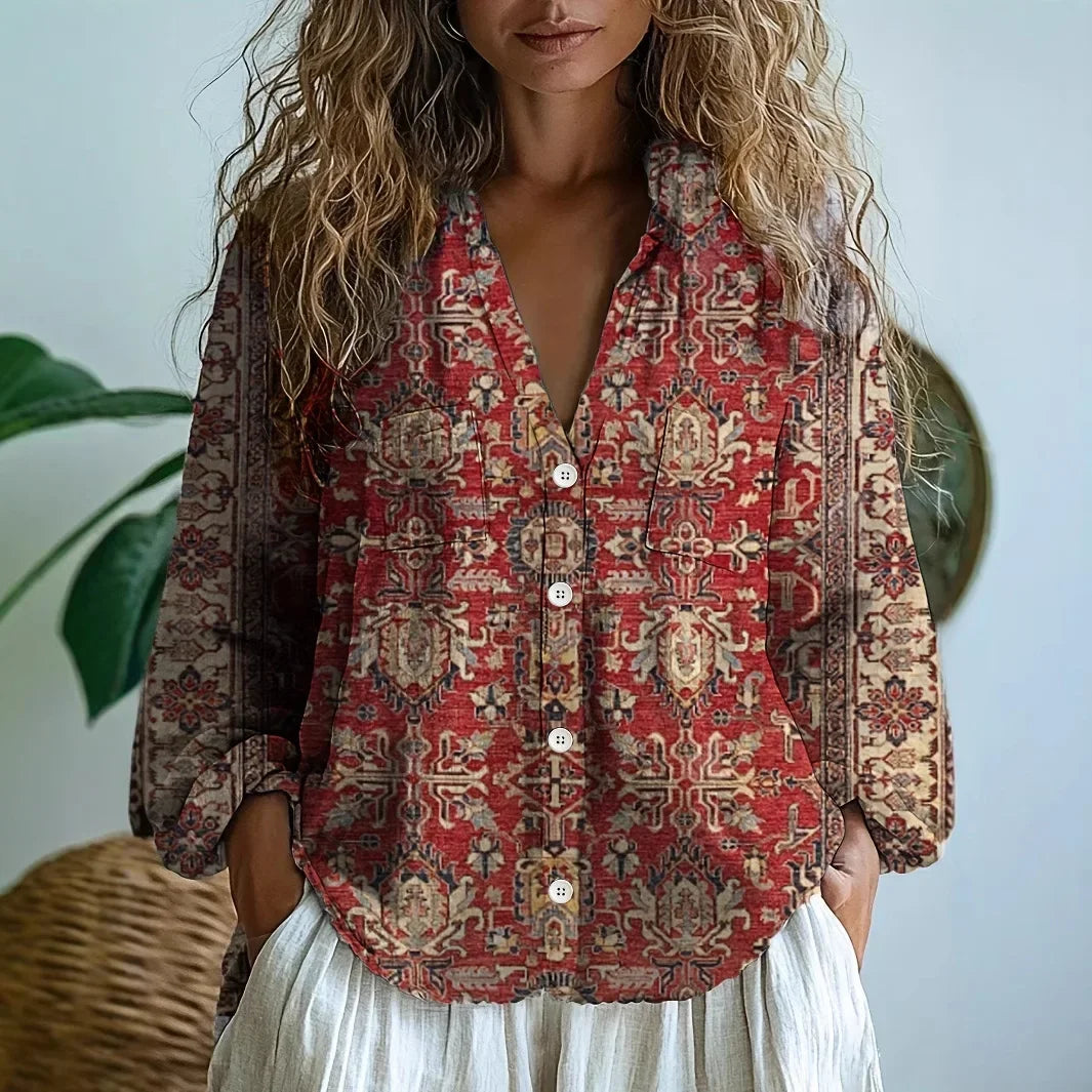Blouse Women Relaxed Fit Casual Summer Nature Print