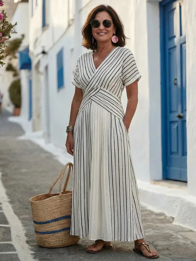 Midi Dress Women Regular Fit Casual Cross Waist