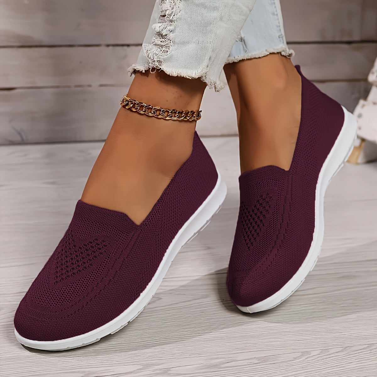 Mia | Women’s Low-Top Slip-On Sneakers - Textured Finish
