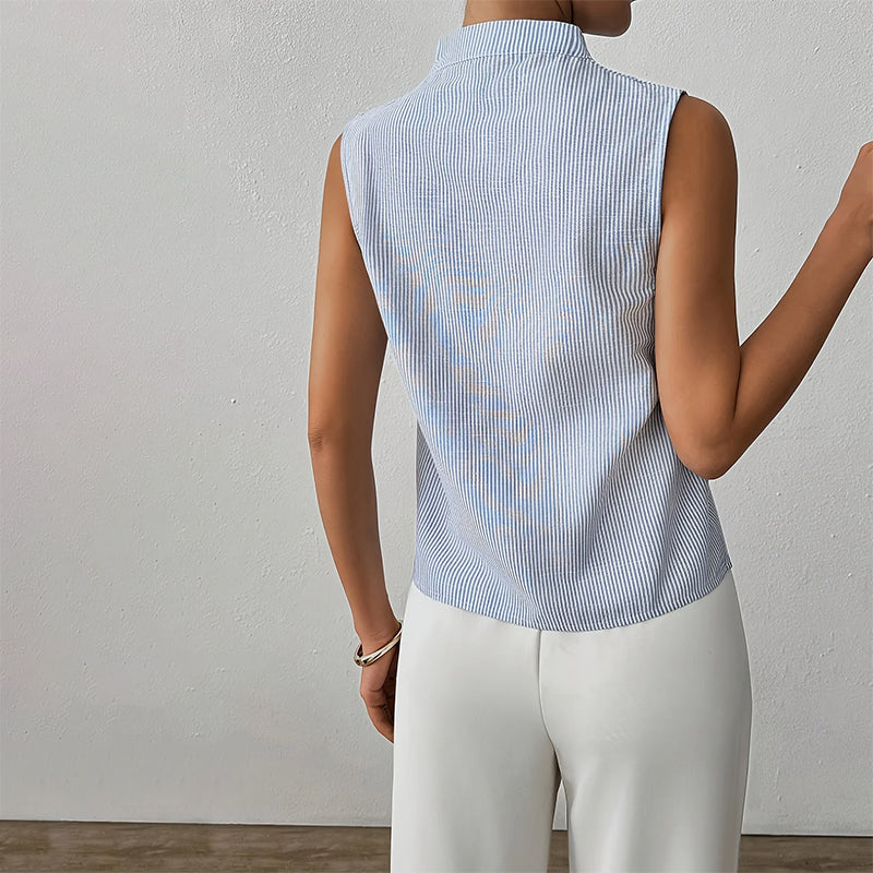 Sophia | Sleeveless Stand Collar Top Women Regular Fit Business Casual