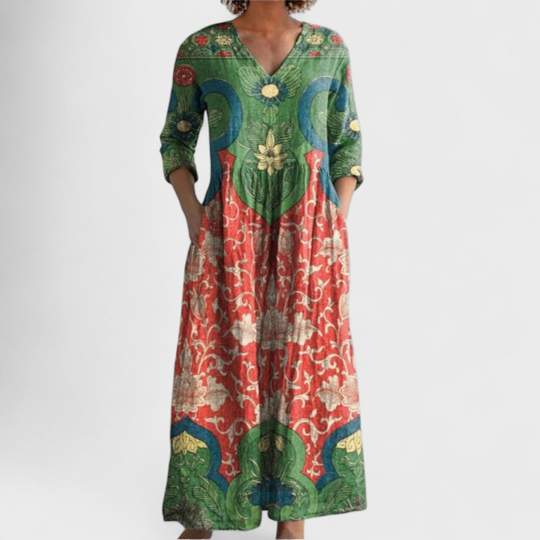 Maxi Dress Women Regular Fit Casual Vintage Floral