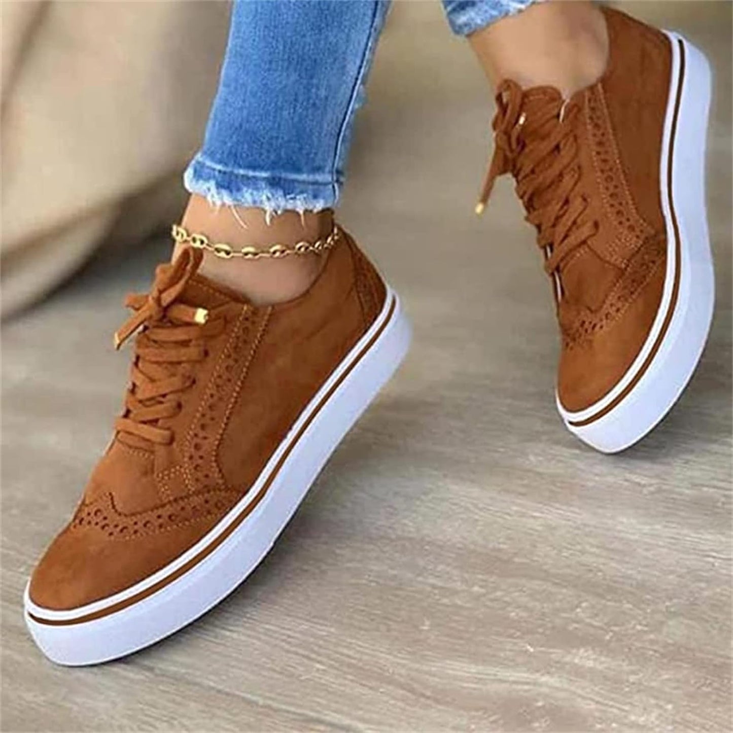 Sneakers Women Regular Fit Casual Platform Lace-Up