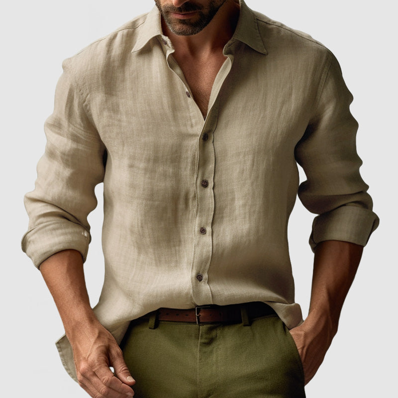 Button-Down Shirt Men Relaxed Fit Casual Long Sleeve