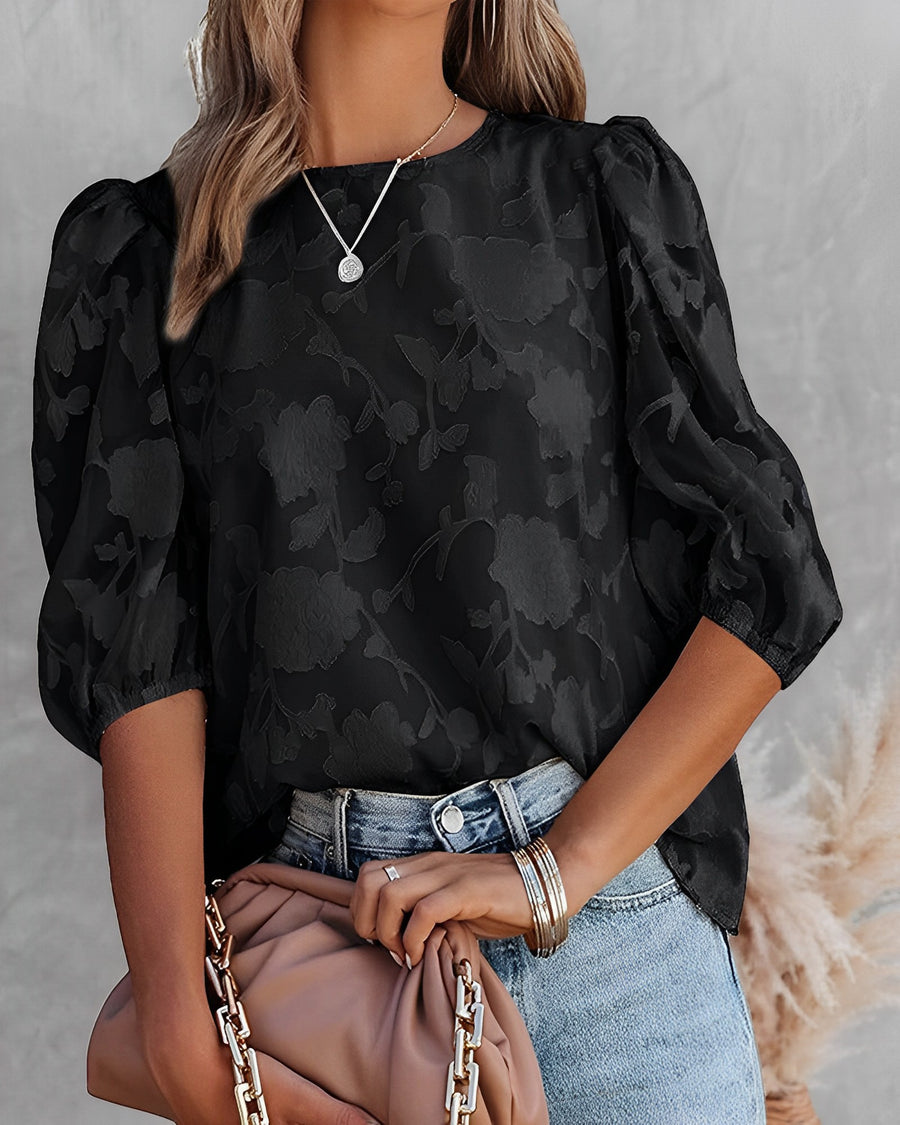 Blouse Women Regular Fit Casual Elegant Puff Sleeves