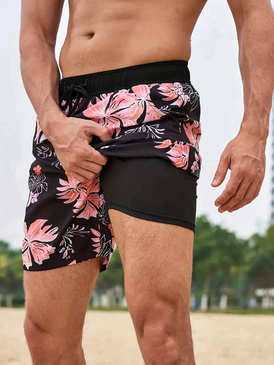Swim Shorts Men Regular Fit Casual Summer Tropical Print