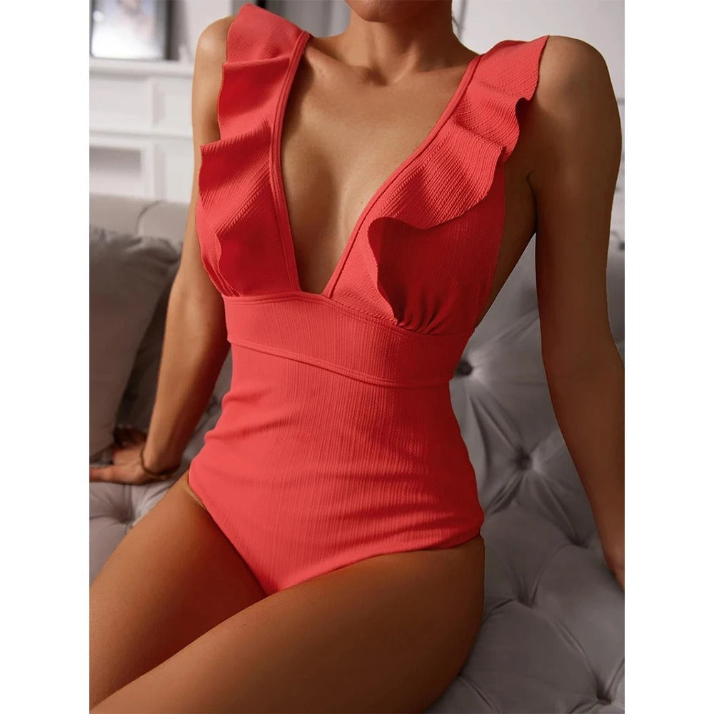 Ruffled One-Piece Women Flattering Fit Leisure Summer