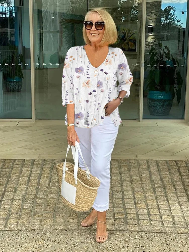 Floral Top Women Relaxed Fit Casual Summer