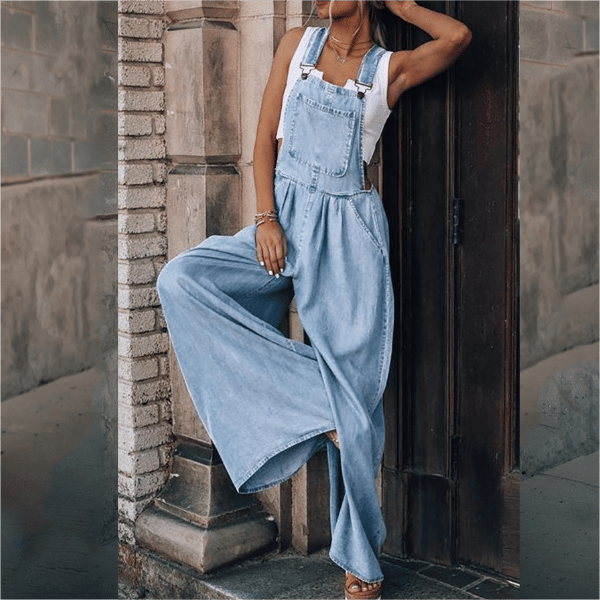 Wide-Leg Jumpsuit Women Relaxed Fit Casual