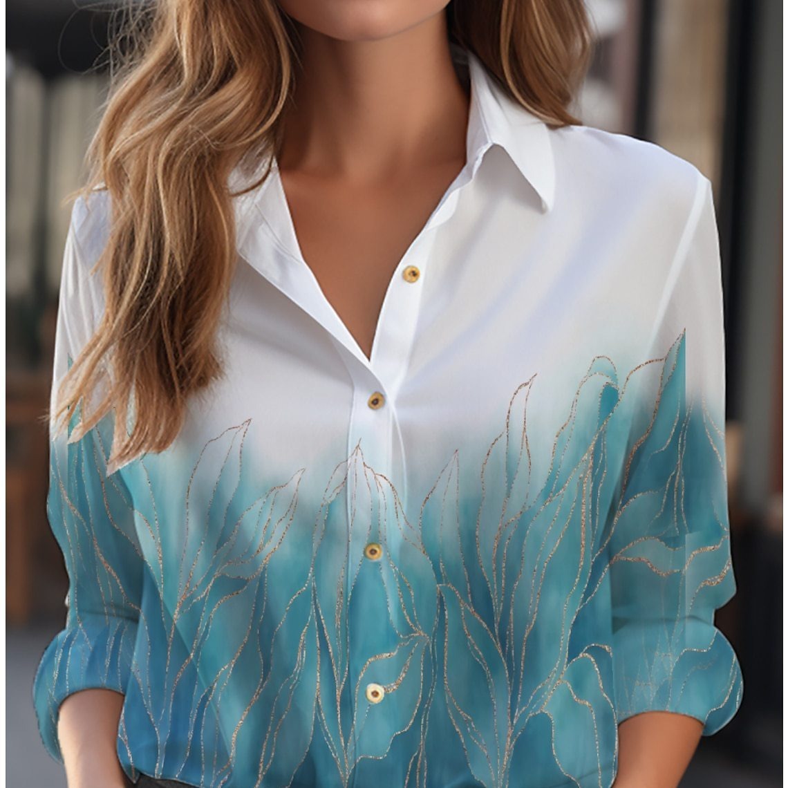 Blouse Women Relaxed Fit Casual Floral Pattern