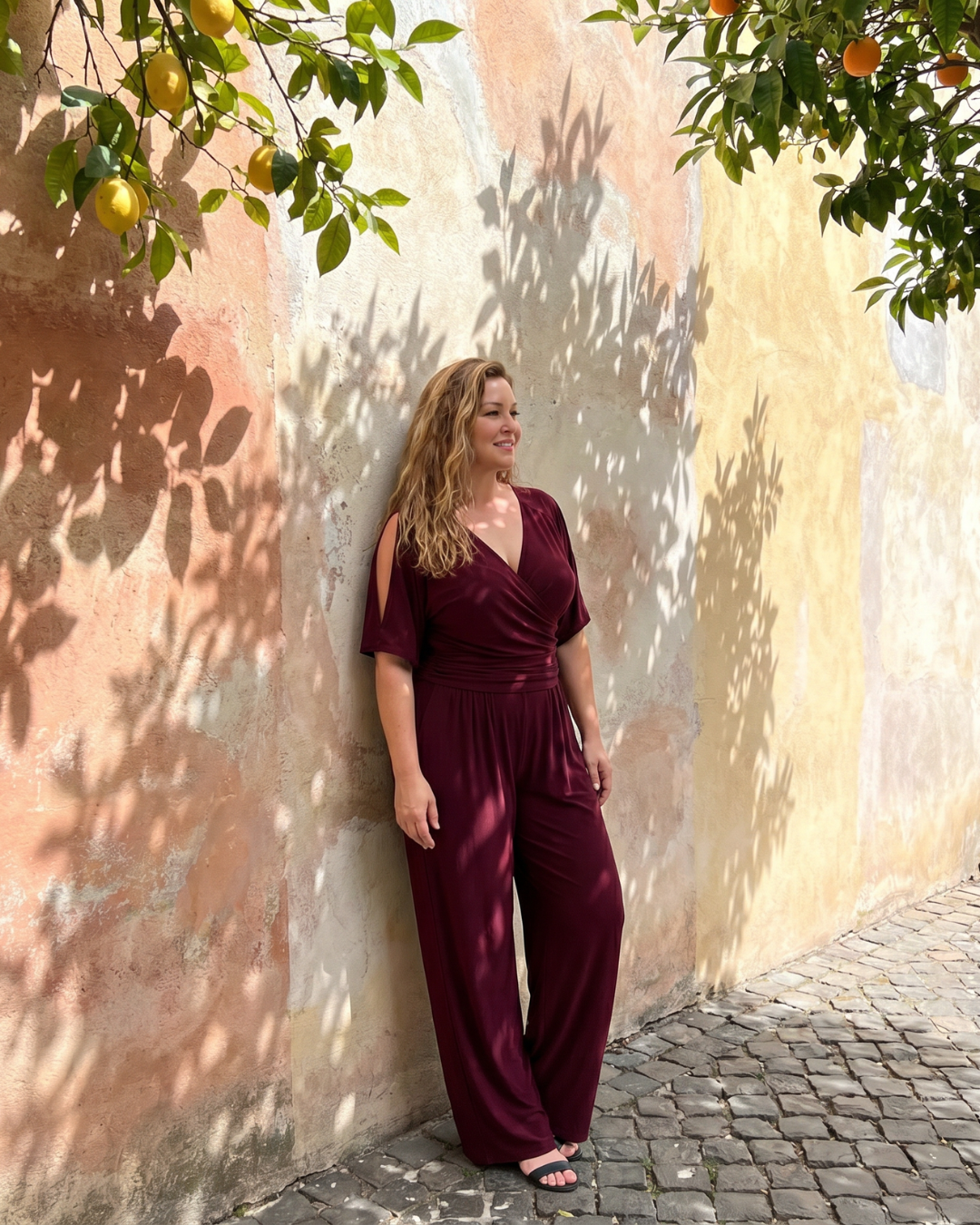 Jumpsuit Women Relaxed Fit Casual Cold Shoulder Wrap Waist