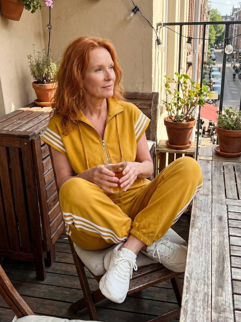 Jumpsuit Women Relaxed Fit Casual with Zip Front and Stripe Panels