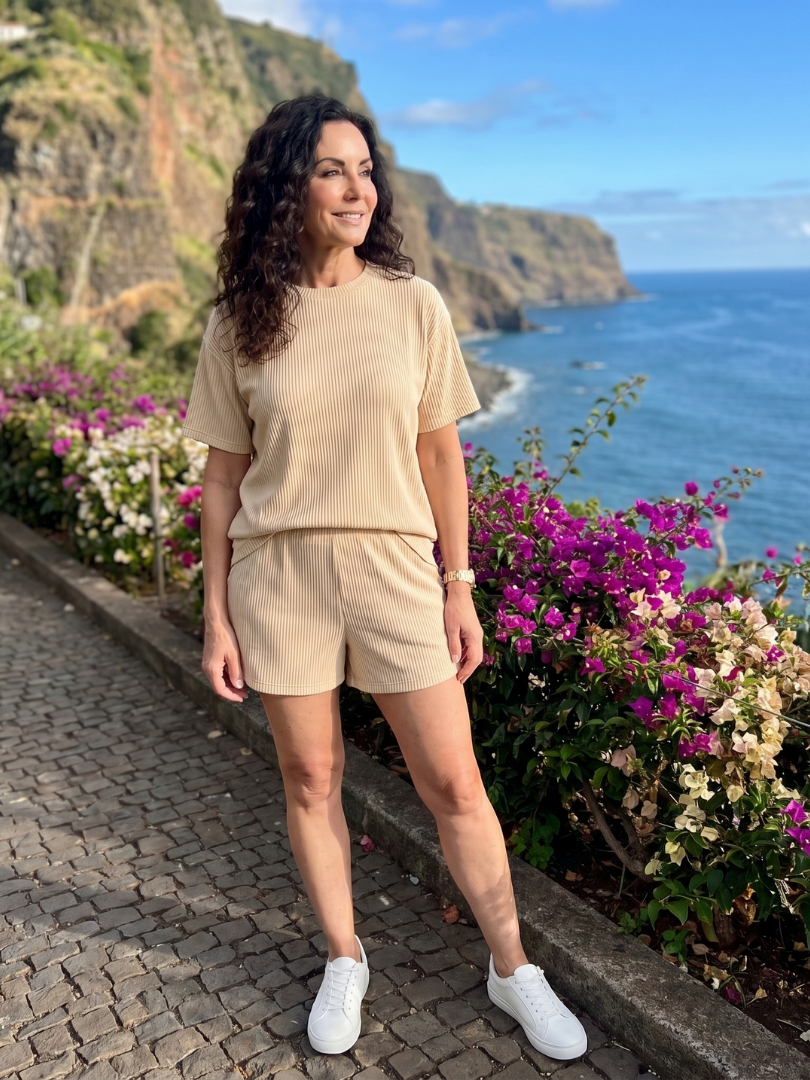 Short Sleeve Crew Neck Set Women Relaxed Fit Casual Summer