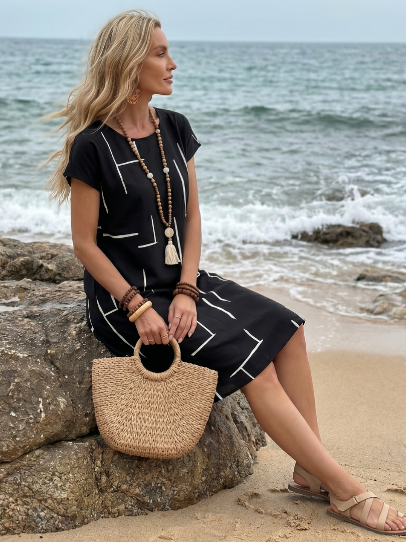 Knee Length Dress Women Relaxed Fit Casual Summer
