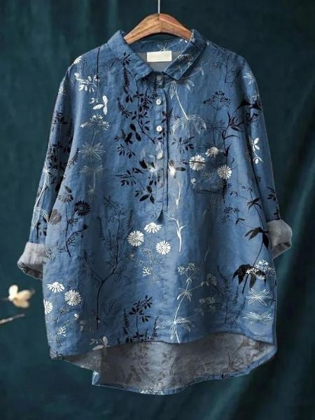 Floral Blouse Women Flowing Fit Casual Elegant