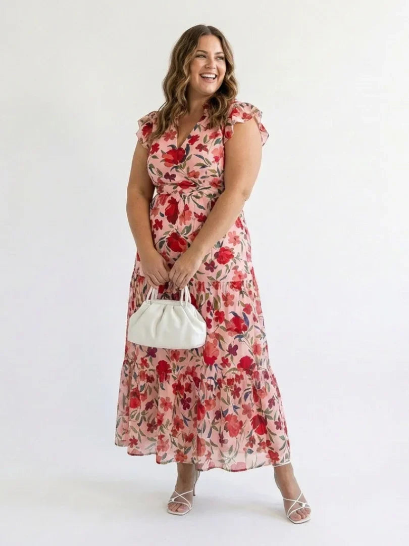 Midi Dress Women Relaxed Fit Casual Summer Floral