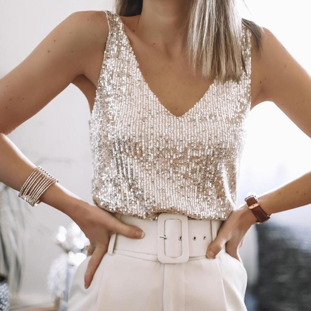 Sequin Cami Top Women Regular Fit Party Elegant