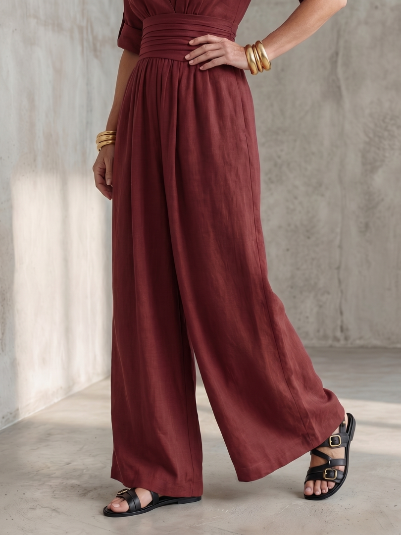 Jumpsuit Women Defined Waist Wide Leg Casual