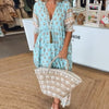 Floral V-Neck Dress Women Regular Fit Casual Summer