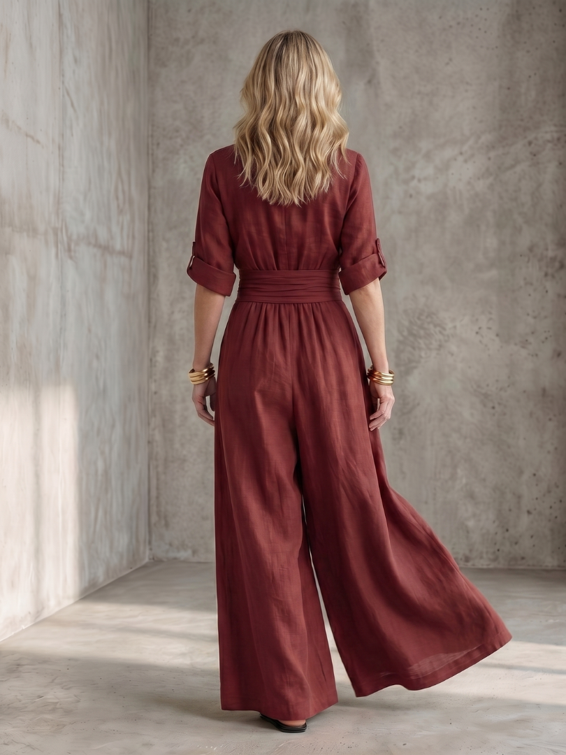 Jumpsuit Women Defined Waist Wide Leg Casual