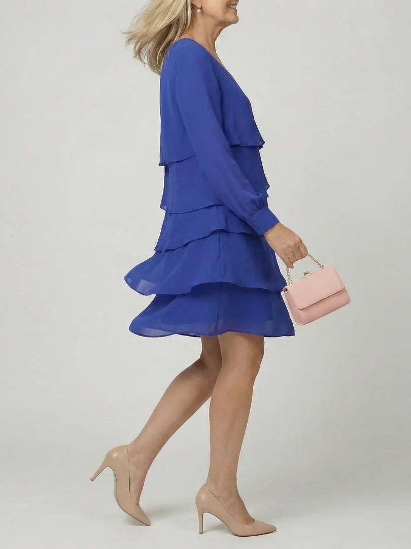 Layered Knee-Length Dress Women Relaxed Fit Casual