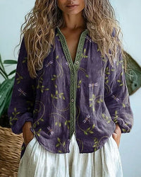 Blouse Women Relaxed Fit Casual Summer Nature Print