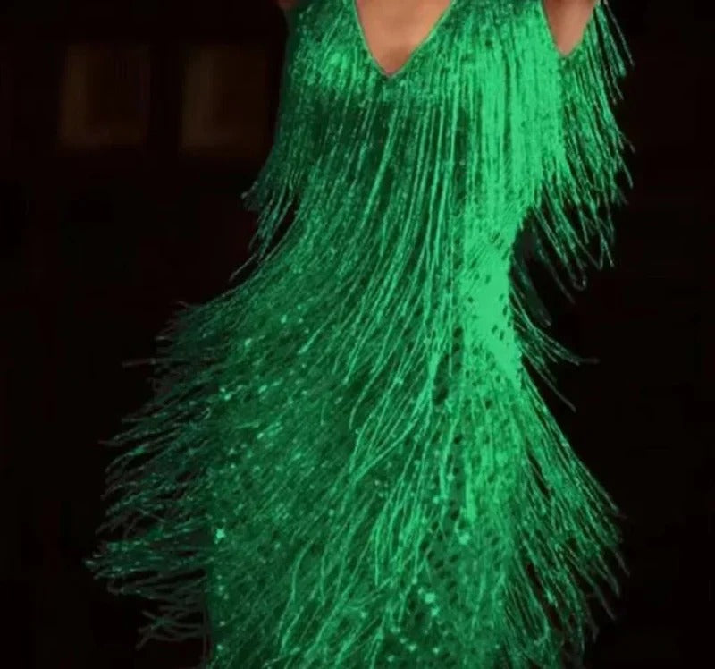 Sequin Fringe Flapper Dress Women Slim Fit Party Evening