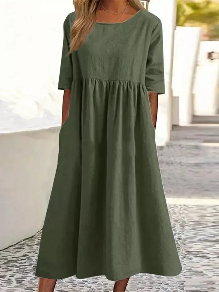 Midi Dress Women Regular Fit Casual Summer