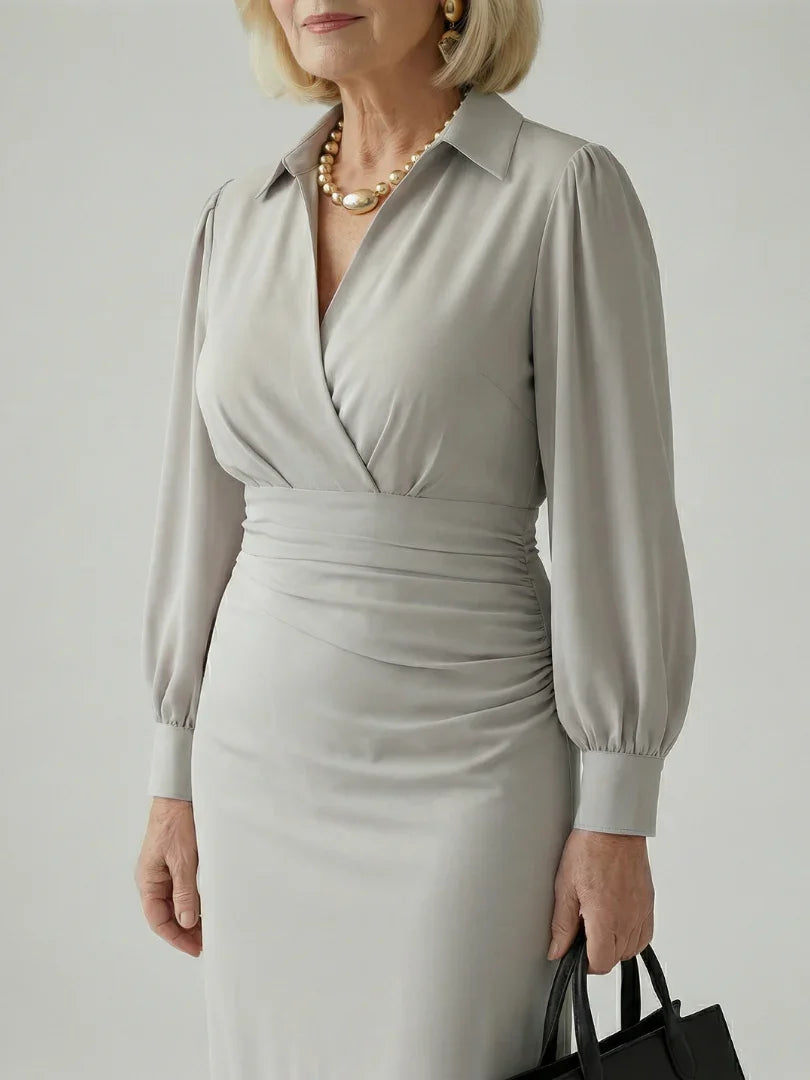 Midi Dress Women Slim Fit Casual Wrap Style