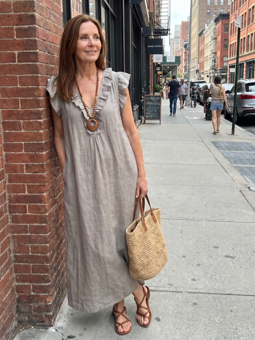 Sleeveless Midi Dress Women Relaxed Fit Casual