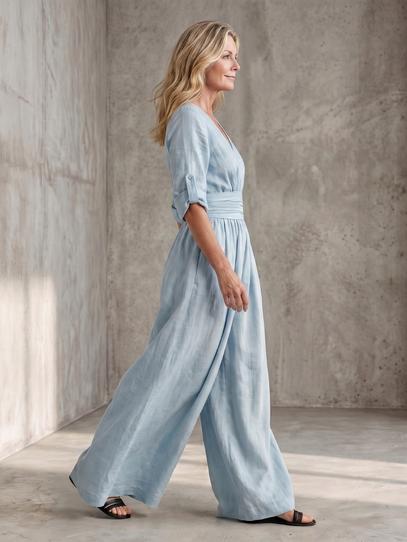 Jumpsuit Women Defined Waist Wide Leg Casual
