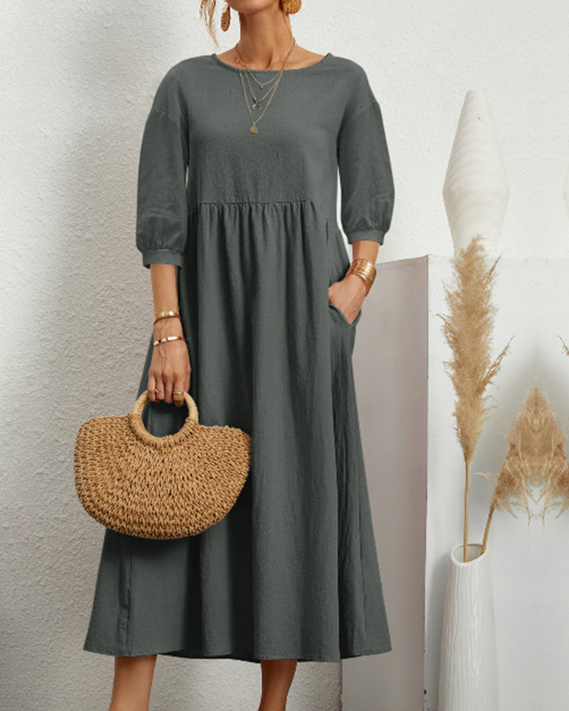 Midi Dress Women Loose Fit Casual Business Spring Summer