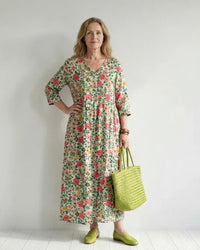 Midi Dress Women Relaxed Fit Casual Floral