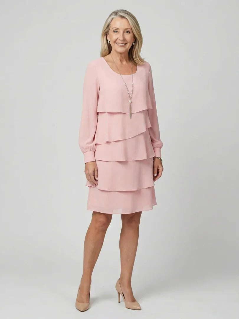 Layered Knee-Length Dress Women Relaxed Fit Casual