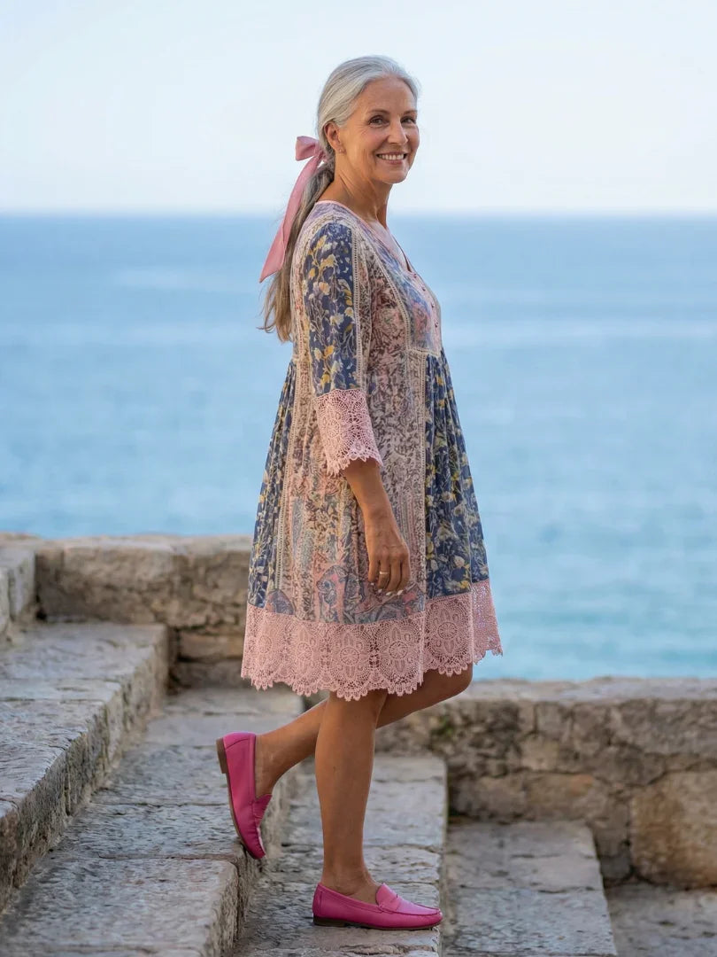 Dress Women Relaxed Fit Casual Floral Lace Trim