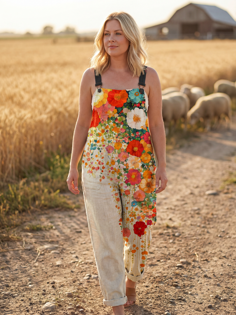 Floral Sleeveless Jumpsuit Women Relaxed Fit Casual Summer