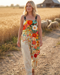 Floral Sleeveless Jumpsuit Women Relaxed Fit Casual Summer