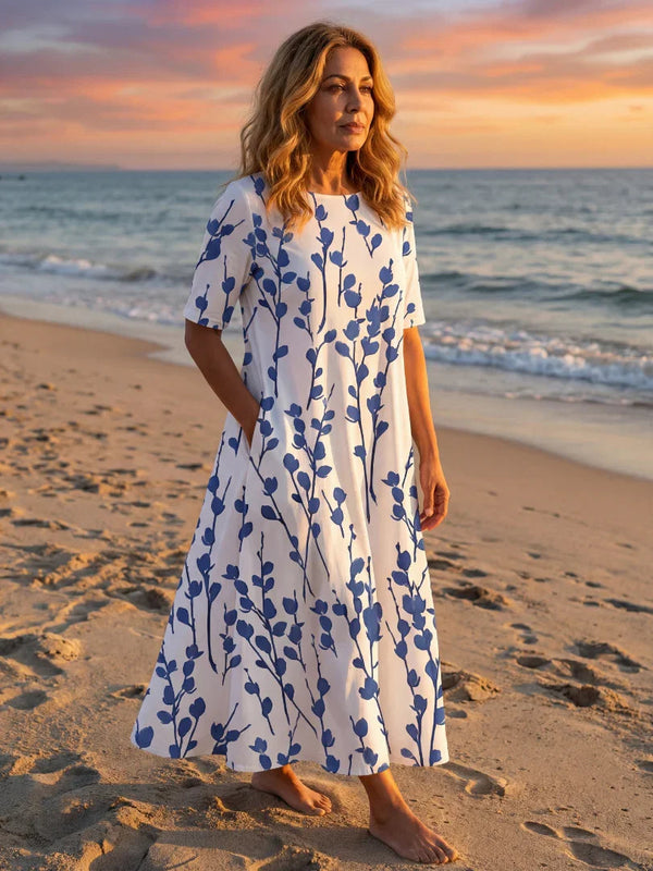 Floral Midi Dress Women Regular Fit Casual Summer