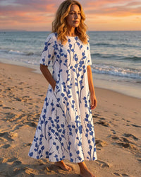 Floral Midi Dress Women Regular Fit Casual Summer