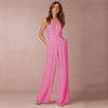 Sleeveless V-Neck Wide-Leg Jumpsuit Women Slim Fit Formal