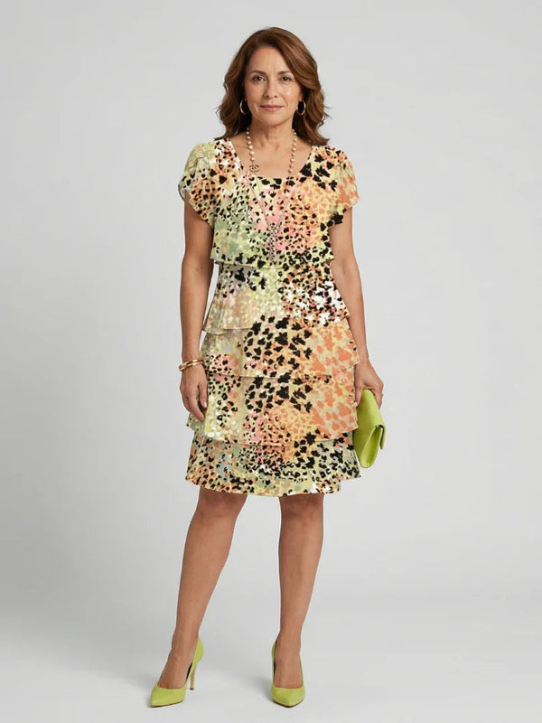 Knee-Length Abstract Dress Women Relaxed Fit Casual
